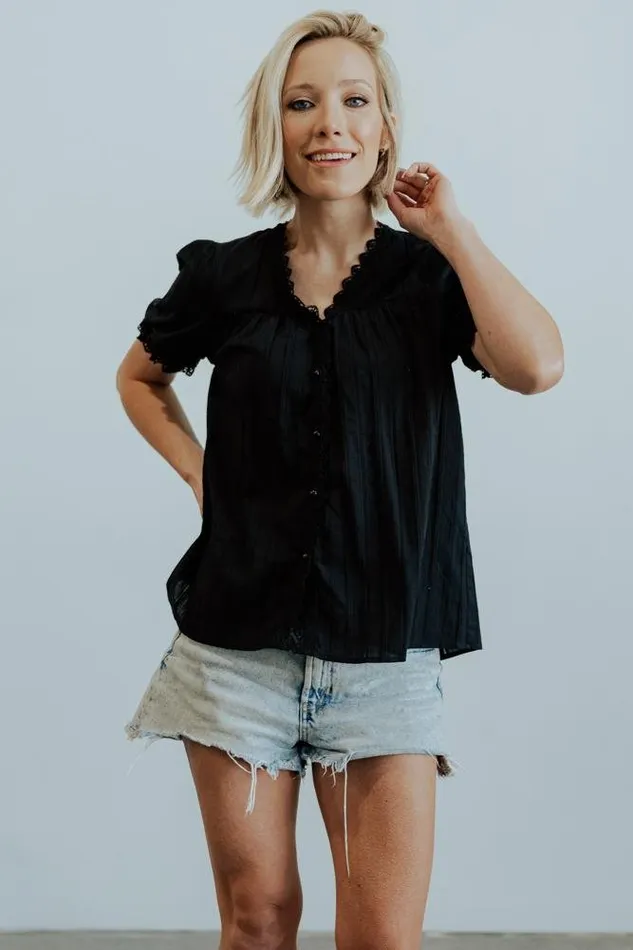Baltic Born Blouses and Shirts Sloane Button Top Black 8211 Women Baltic Born Blouses and Shirts Sloane Button Top Black 8211 Women