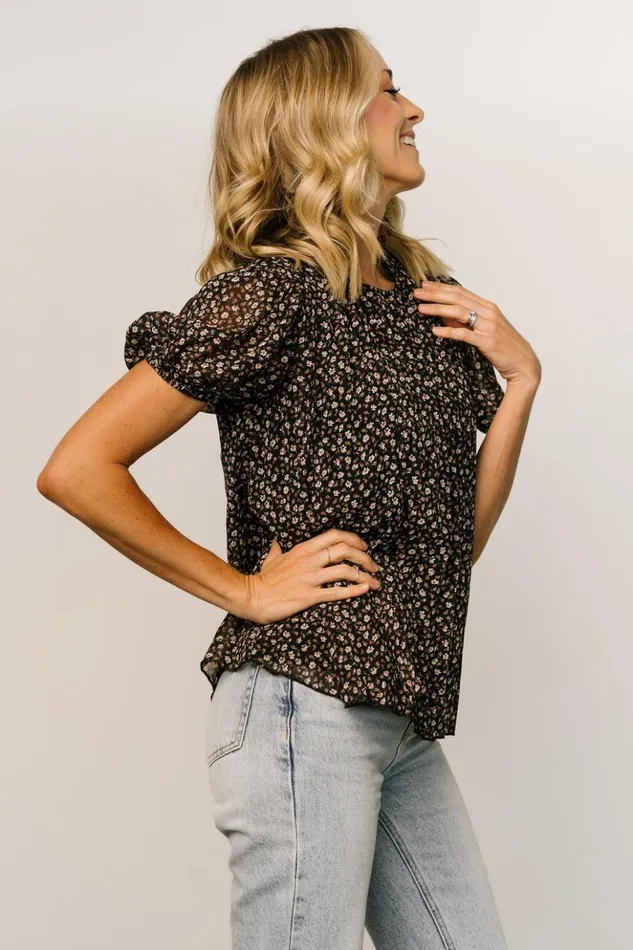 Baltic Born Blouses and Shirts Susan Pleated Top Black Floral 8211 Women Baltic Born Blouses and Shirts Susan Pleated Top Black Floral 8211 Women