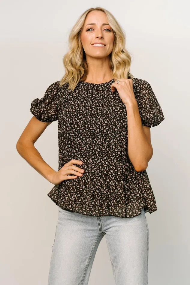 Baltic Born Blouses and Shirts Susan Pleated Top Black Floral 8211 Women Baltic Born Blouses and Shirts Susan Pleated Top Black Floral 8211 Women