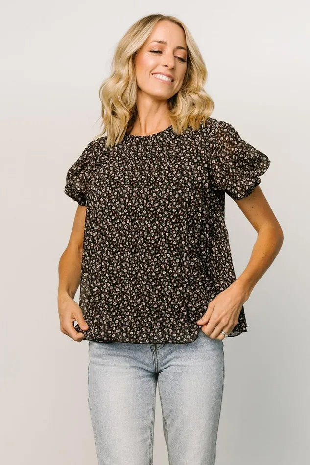 Baltic Born Blouses and Shirts Susan Pleated Top Black Floral 8211 Women Baltic Born Blouses and Shirts Susan Pleated Top Black Floral 8211 Women