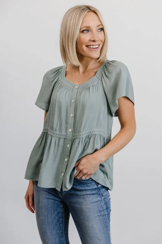 Baltic Born Blouses and Shirts Unity Button Up Top Sage 8211 Women