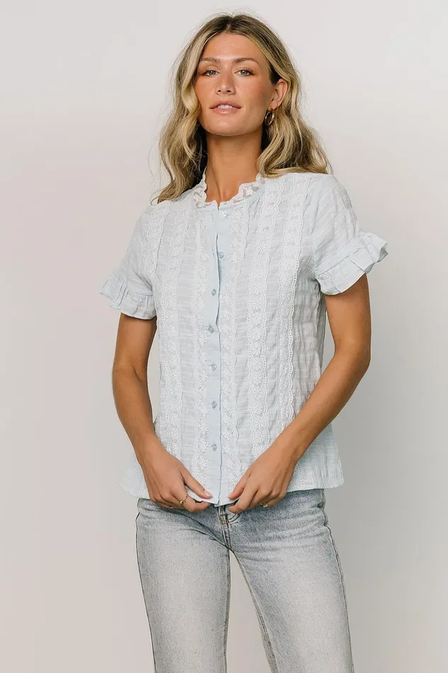 Baltic Born Blouses and Shirts Zara Lace Top Blue 8211 Women