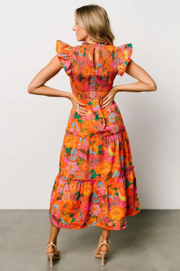Baltic Born Bump Friendly Emily Smocked Tier Dress Orange Floral 8211 Women Baltic Born Bump Friendly Emily Smocked Tier Dress Orange Floral 8211 Women