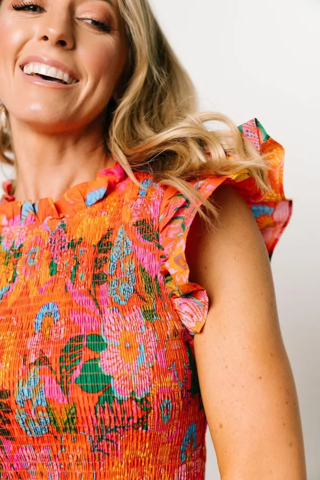 Baltic Born Bump Friendly Emily Smocked Tier Dress Orange Floral 8211 Women Baltic Born Bump Friendly Emily Smocked Tier Dress Orange Floral 8211 Women