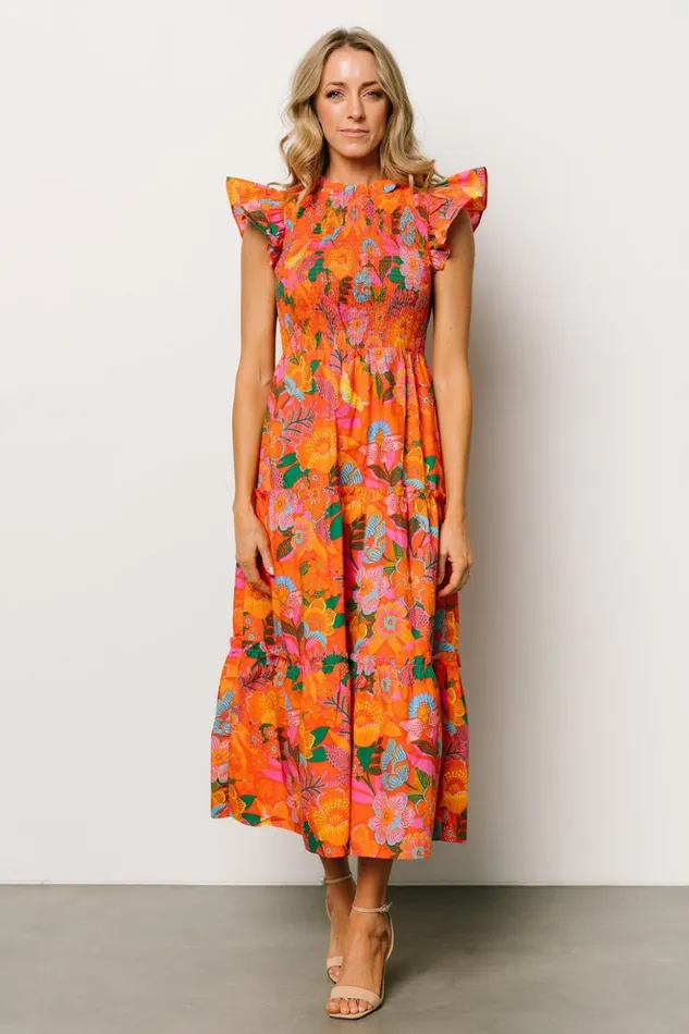 Baltic Born Bump Friendly Emily Smocked Tier Dress Orange Floral 8211 Women Baltic Born Bump Friendly Emily Smocked Tier Dress Orange Floral 8211 Women