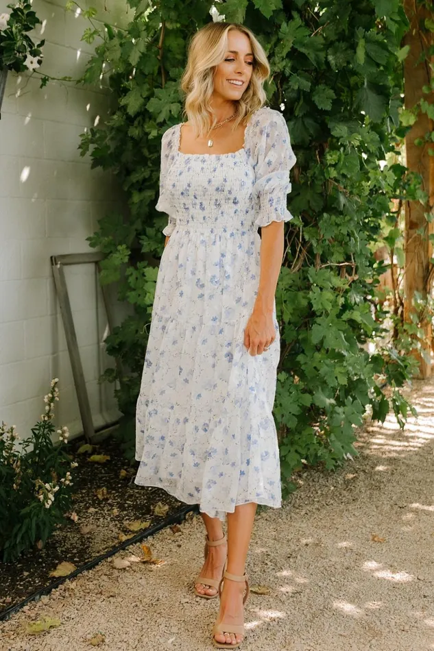 Baltic Born Bump Friendly Fabian Jacquard Midi Dress Blue Floral 8211 Women Baltic Born Bump Friendly Fabian Jacquard Midi Dress Blue Floral 8211 Women