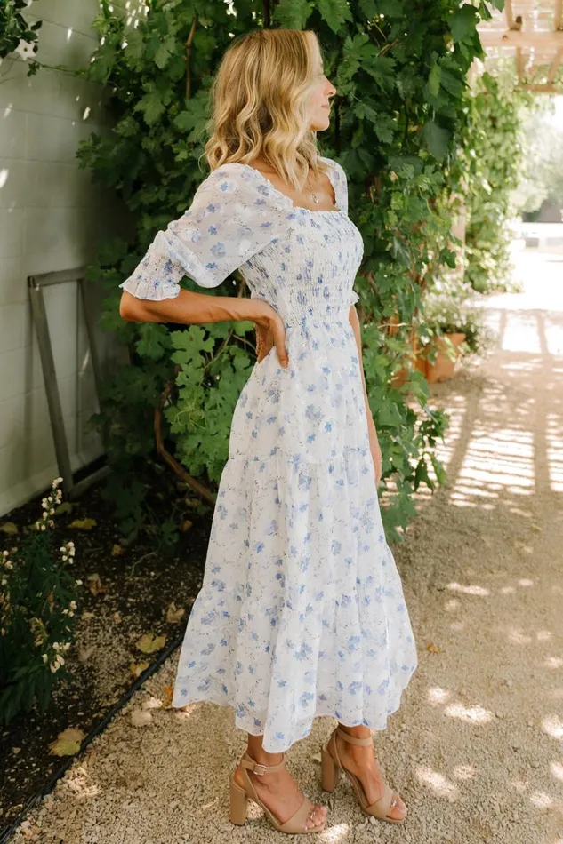 Baltic Born Bump Friendly Fabian Jacquard Midi Dress Blue Floral 8211 Women Baltic Born Bump Friendly Fabian Jacquard Midi Dress Blue Floral 8211 Women