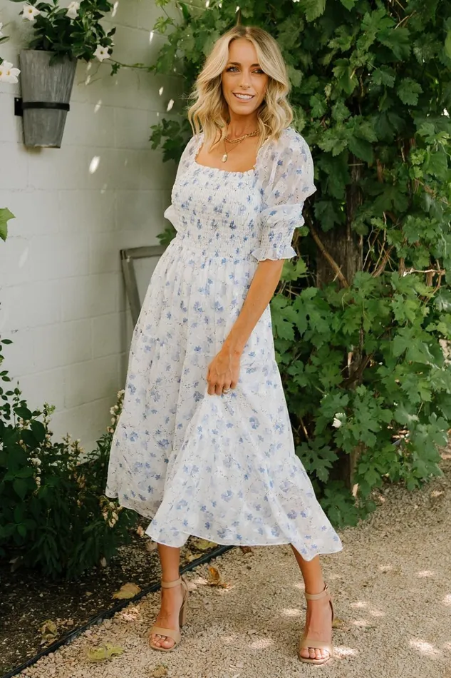 Baltic Born Bump Friendly Fabian Jacquard Midi Dress Blue Floral 8211 Women Baltic Born Bump Friendly Fabian Jacquard Midi Dress Blue Floral 8211 Women