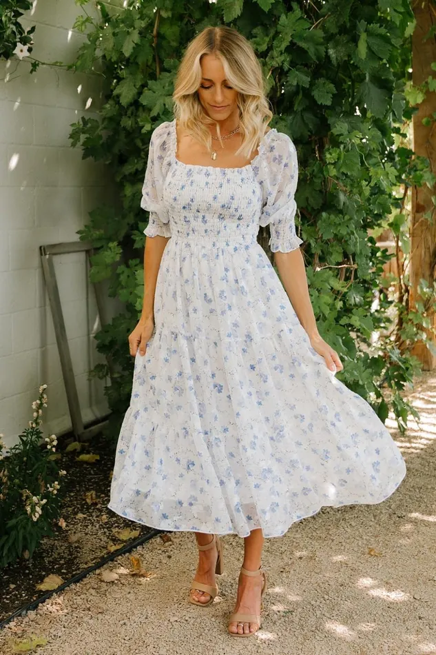 Baltic Born Bump Friendly Fabian Jacquard Midi Dress Blue Floral 8211 Women Baltic Born Bump Friendly Fabian Jacquard Midi Dress Blue Floral 8211 Women