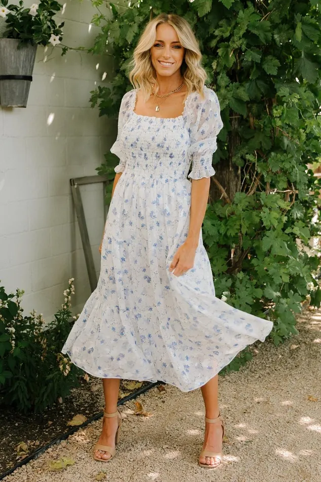 Baltic Born Bump Friendly Fabian Jacquard Midi Dress Blue Floral 8211 Women Baltic Born Bump Friendly Fabian Jacquard Midi Dress Blue Floral 8211 Women