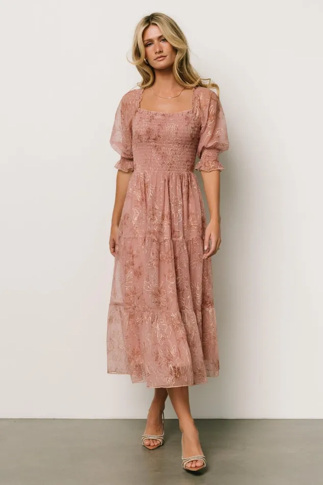 Baltic Born Bump Friendly Fabian Jacquard Midi Dress Mauve Gold 8211 Women Baltic Born Bump Friendly Fabian Jacquard Midi Dress Mauve Gold 8211 Women