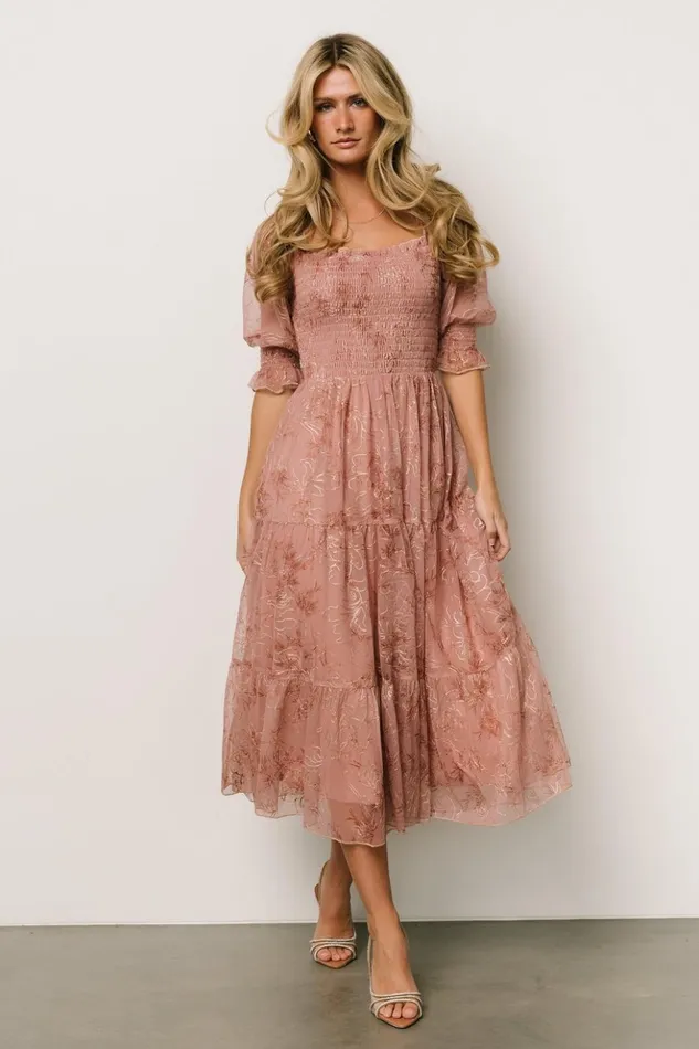 Baltic Born Bump Friendly Fabian Jacquard Midi Dress Mauve Gold 8211 Women Baltic Born Bump Friendly Fabian Jacquard Midi Dress Mauve Gold 8211 Women