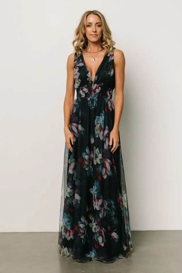 Baltic Born Bump Friendly Kamila Tulle Maxi Dress Navy Abstract Floral 8211 Women Baltic Born Bump Friendly Kamila Tulle Maxi Dress Navy Abstract Floral 8211 Women