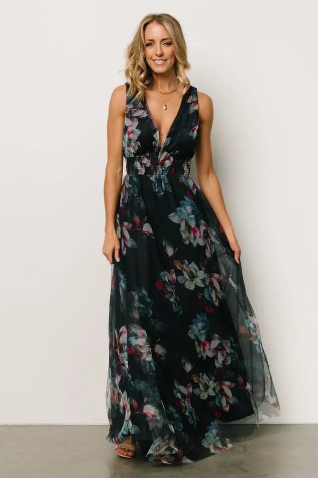 Baltic Born Bump Friendly Kamila Tulle Maxi Dress Navy Abstract Floral 8211 Women Baltic Born Bump Friendly Kamila Tulle Maxi Dress Navy Abstract Floral 8211 Women