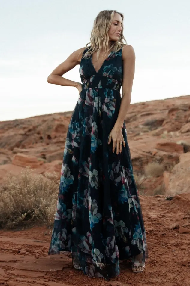 Baltic Born Bump Friendly Kamila Tulle Maxi Dress Navy Abstract Floral 8211 Women Baltic Born Bump Friendly Kamila Tulle Maxi Dress Navy Abstract Floral 8211 Women