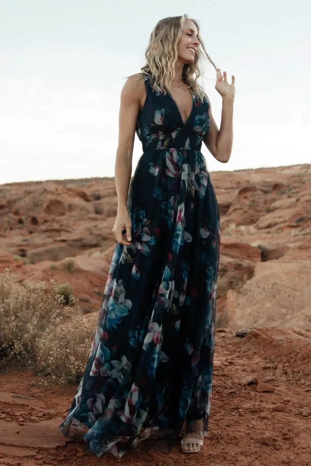 Baltic Born Bump Friendly Kamila Tulle Maxi Dress Navy Abstract Floral 8211 Women Baltic Born Bump Friendly Kamila Tulle Maxi Dress Navy Abstract Floral 8211 Women
