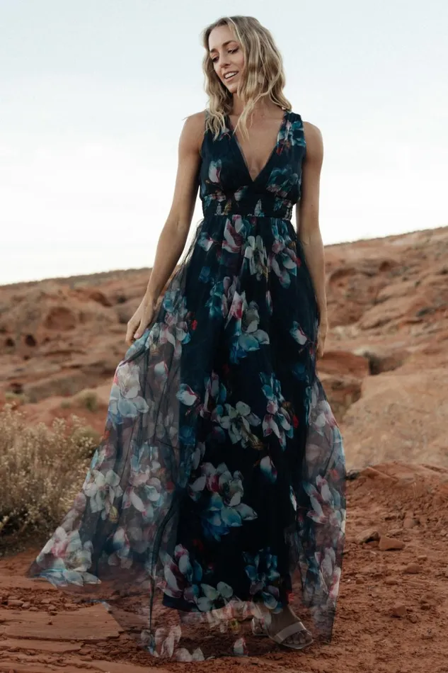 Baltic Born Bump Friendly Kamila Tulle Maxi Dress Navy Abstract Floral 8211 Women Baltic Born Bump Friendly Kamila Tulle Maxi Dress Navy Abstract Floral 8211 Women