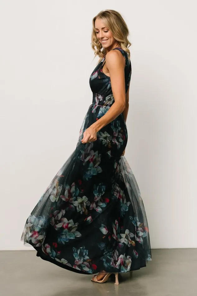 Baltic Born Bump Friendly Kamila Tulle Maxi Dress Navy Abstract Floral 8211 Women Baltic Born Bump Friendly Kamila Tulle Maxi Dress Navy Abstract Floral 8211 Women