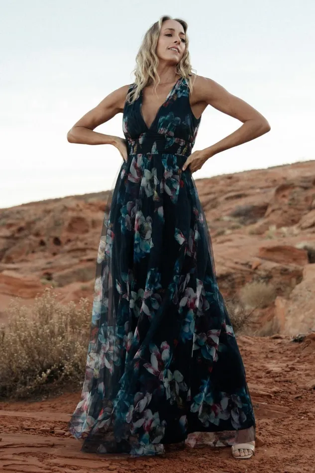 Baltic Born Bump Friendly Kamila Tulle Maxi Dress Navy Abstract Floral 8211 Women Baltic Born Bump Friendly Kamila Tulle Maxi Dress Navy Abstract Floral 8211 Women