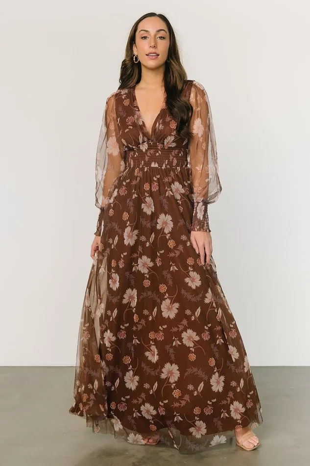 Baltic Born Bump Friendly Layla Tulle Maxi Dress Chestnut Floral 8211 Women Baltic Born Bump Friendly Layla Tulle Maxi Dress Chestnut Floral 8211 Women