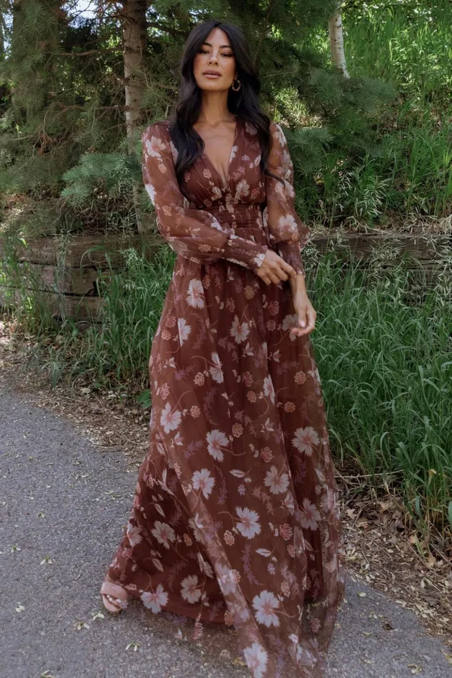 Baltic Born Bump Friendly Layla Tulle Maxi Dress Chestnut Floral 8211 Women Baltic Born Bump Friendly Layla Tulle Maxi Dress Chestnut Floral 8211 Women