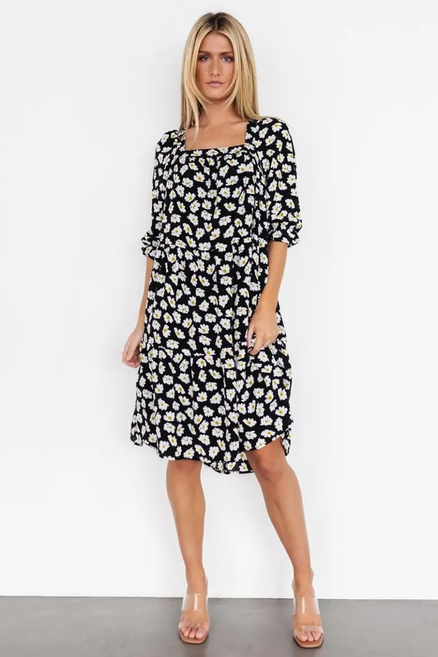 Baltic Born Bump Friendly Moxie Short Dress Black Daisy Print 8211 Women Baltic Born Bump Friendly Moxie Short Dress Black Daisy Print 8211 Women