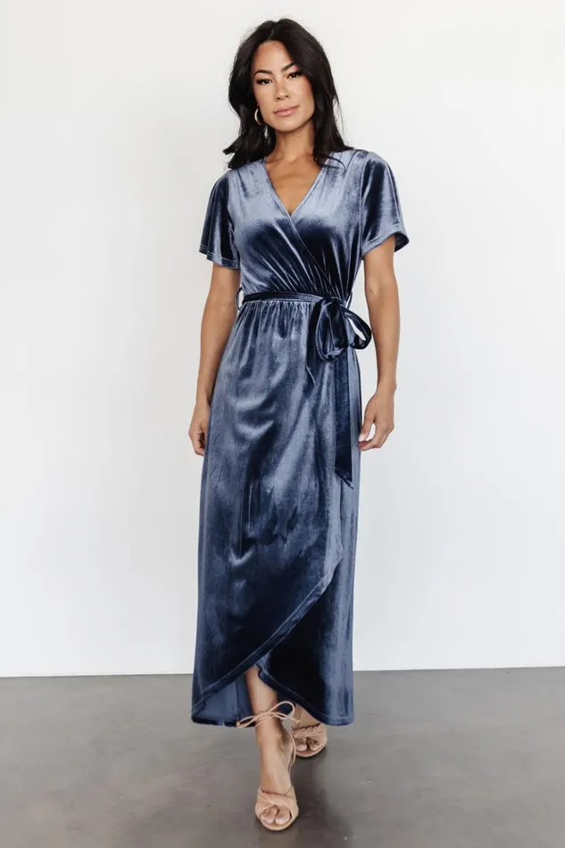 Baltic Born Bump Friendly Nadine Velvet Midi Dress Blue 8211 Women