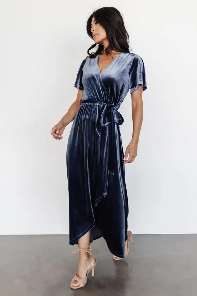 Baltic Born Bump Friendly Nadine Velvet Midi Dress Blue 8211 Women Baltic Born Bump Friendly Nadine Velvet Midi Dress Blue 8211 Women