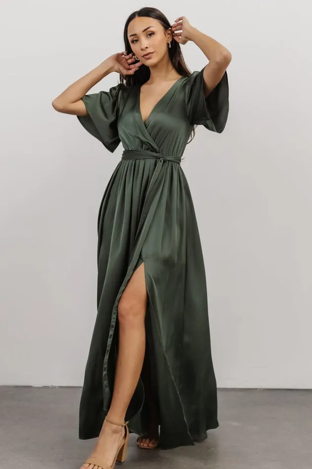 Baltic Born Bump Friendly Sicily Satin Maxi Dress Dusty Green 8211 Women