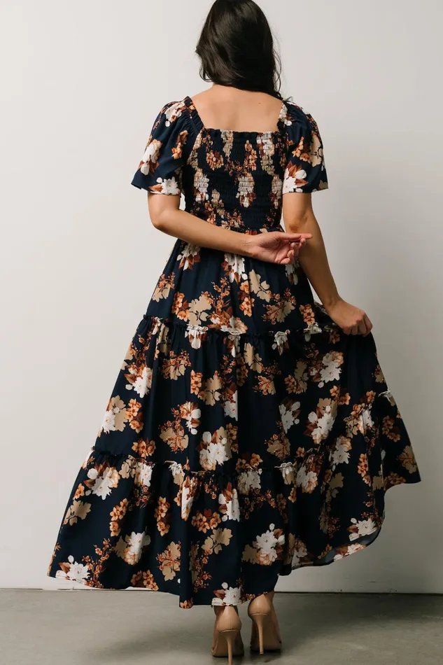Baltic Born Bump Friendly Southampton Smocked Maxi Dress Navy Multi Floral 8211 Women Baltic Born Bump Friendly Southampton Smocked Maxi Dress Navy Multi Floral 8211 Women