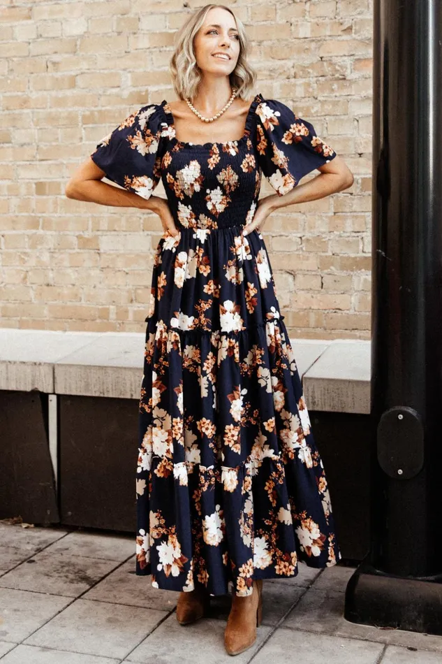 Baltic Born Bump Friendly Southampton Smocked Maxi Dress Navy Multi Floral 8211 Women Baltic Born Bump Friendly Southampton Smocked Maxi Dress Navy Multi Floral 8211 Women