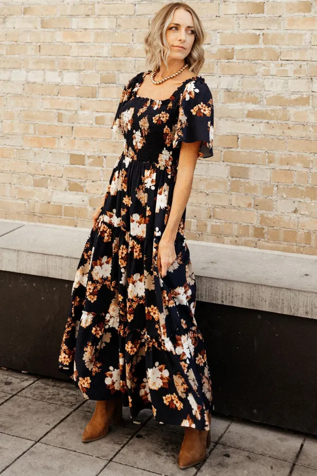 Baltic Born Bump Friendly Southampton Smocked Maxi Dress Navy Multi Floral 8211 Women Baltic Born Bump Friendly Southampton Smocked Maxi Dress Navy Multi Floral 8211 Women