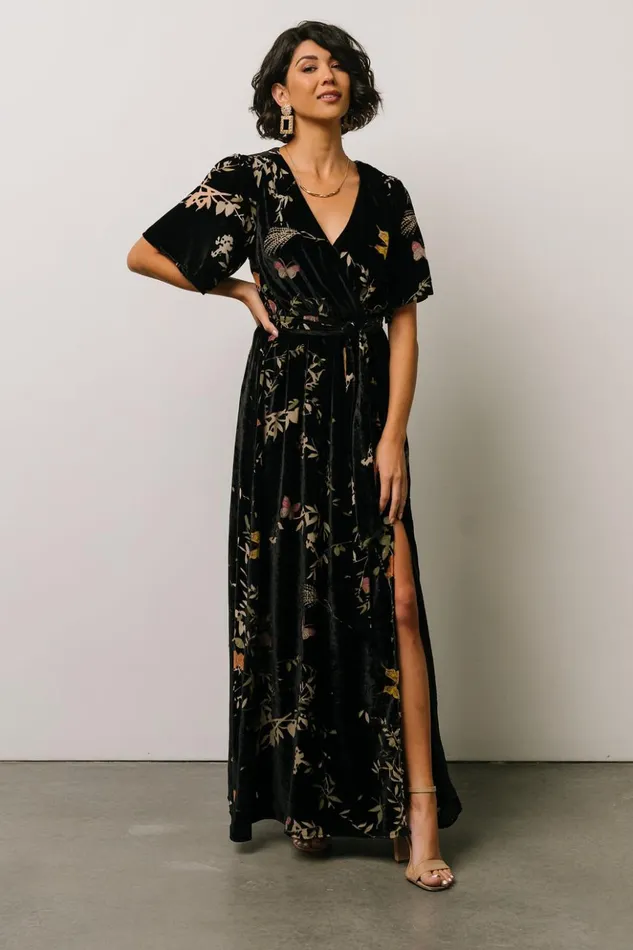 Baltic Born Bump Friendly Uma Velvet Maxi Dress Black Butterfly Print 8211 Women Baltic Born Bump Friendly Uma Velvet Maxi Dress Black Butterfly Print 8211 Women