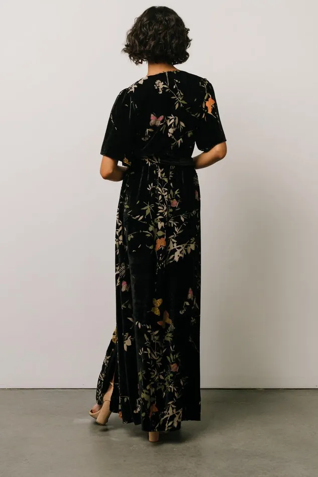 Baltic Born Bump Friendly Uma Velvet Maxi Dress Black Butterfly Print 8211 Women Baltic Born Bump Friendly Uma Velvet Maxi Dress Black Butterfly Print 8211 Women
