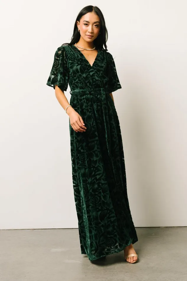 Baltic Born Bump Friendly Uma Velvet Maxi Dress Dark Green 8211 Women