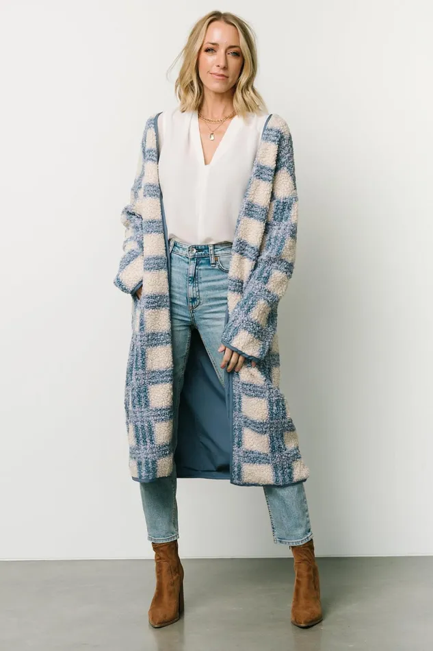 Baltic Born Cardigans Breckenridge Sherpa Long Cardigan Blue Plaid 8211 Women Baltic Born Cardigans Breckenridge Sherpa Long Cardigan Blue Plaid 8211 Women