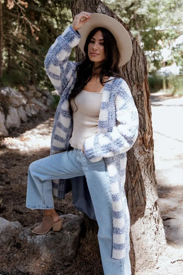 Baltic Born Cardigans Breckenridge Sherpa Long Cardigan Blue Plaid 8211 Women Baltic Born Cardigans Breckenridge Sherpa Long Cardigan Blue Plaid 8211 Women