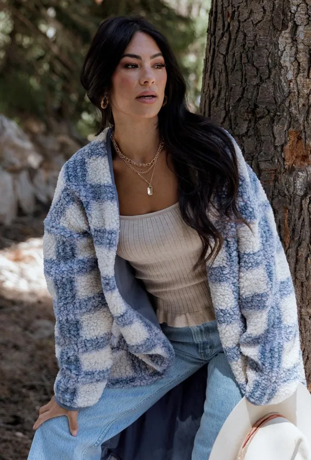 Baltic Born Cardigans Breckenridge Sherpa Long Cardigan Blue Plaid 8211 Women Baltic Born Cardigans Breckenridge Sherpa Long Cardigan Blue Plaid 8211 Women