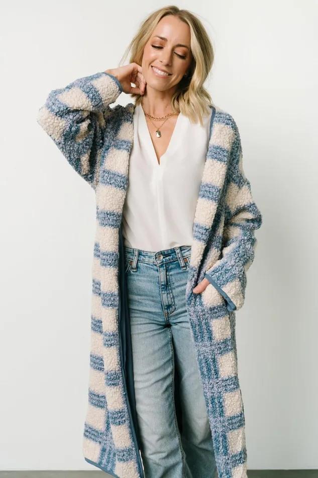 Baltic Born Cardigans Breckenridge Sherpa Long Cardigan Blue Plaid 8211 Women Baltic Born Cardigans Breckenridge Sherpa Long Cardigan Blue Plaid 8211 Women