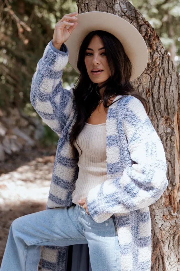 Baltic Born Cardigans Breckenridge Sherpa Long Cardigan Blue Plaid 8211 Women Baltic Born Cardigans Breckenridge Sherpa Long Cardigan Blue Plaid 8211 Women
