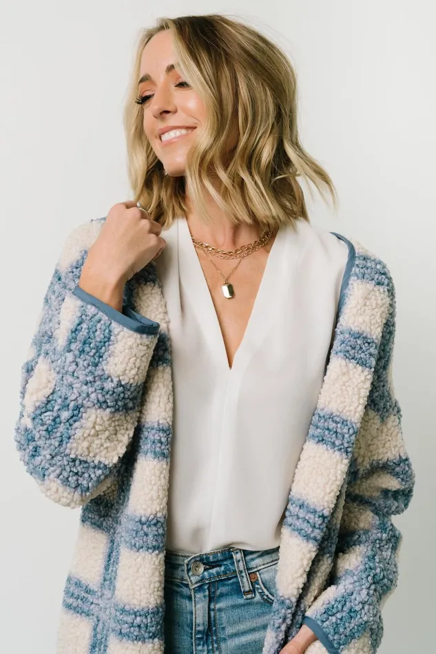 Baltic Born Cardigans Breckenridge Sherpa Long Cardigan Blue Plaid 8211 Women Baltic Born Cardigans Breckenridge Sherpa Long Cardigan Blue Plaid 8211 Women