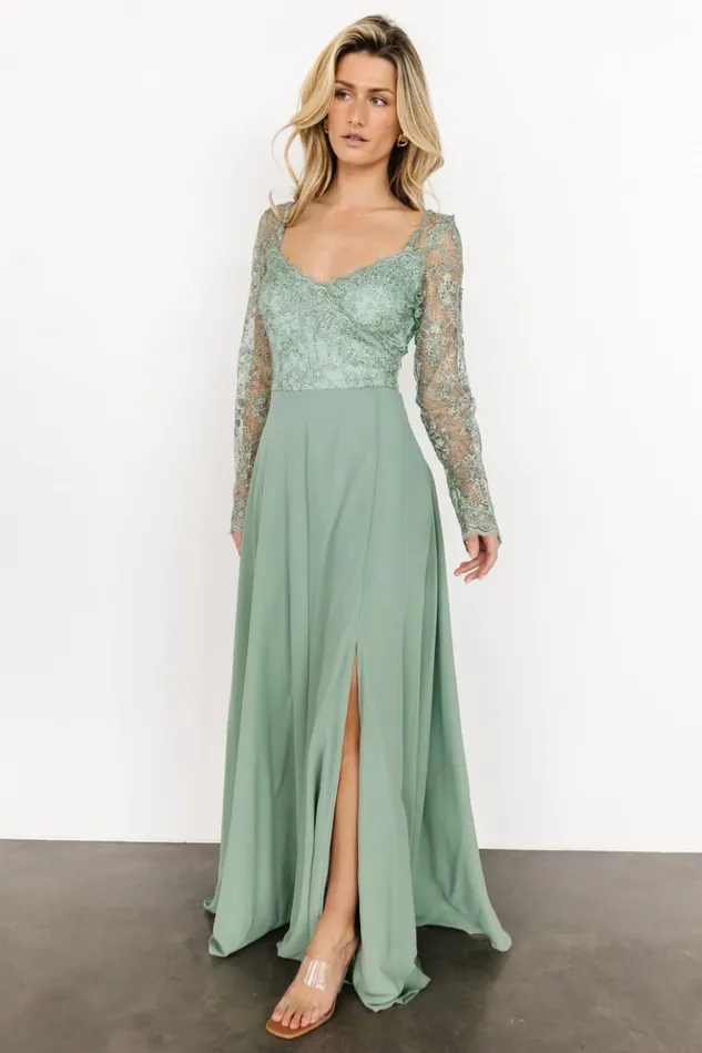 Baltic Born Embellished and Sequined Adalaide Long Sleeve Maxi Dress Dusty Sage 8211 Women Baltic Born Embellished and Sequined Adalaide Long Sleeve Maxi Dress Dusty Sage 8211 Women