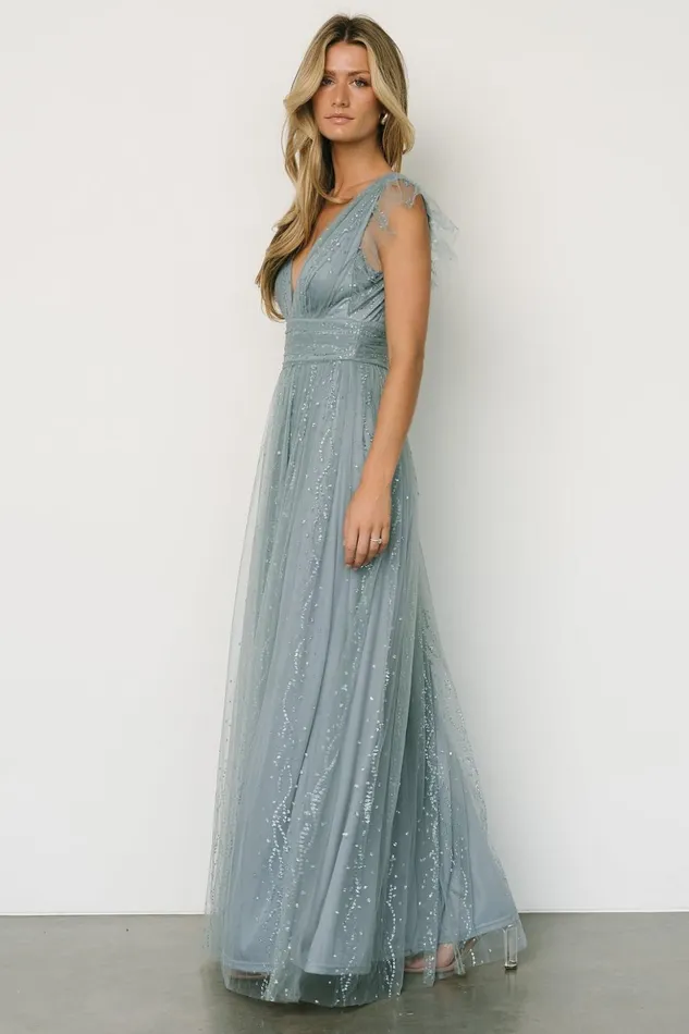 Baltic Born Embellished and Sequined Annika Sequin Mesh Maxi Dress Slate 8211 Women Baltic Born Embellished and Sequined Annika Sequin Mesh Maxi Dress Slate 8211 Women