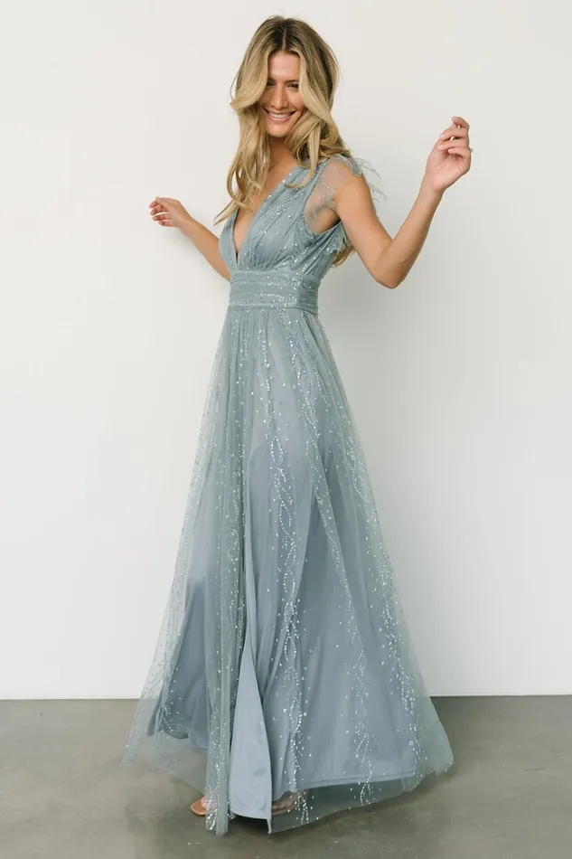 Baltic Born Embellished and Sequined Annika Sequin Mesh Maxi Dress Slate 8211 Women Baltic Born Embellished and Sequined Annika Sequin Mesh Maxi Dress Slate 8211 Women
