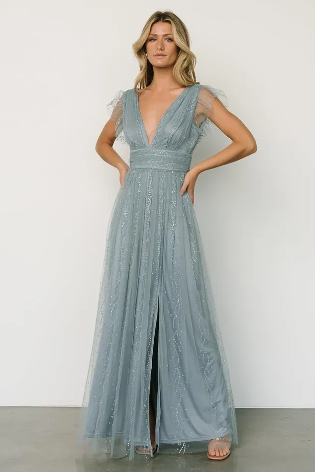 Baltic Born Embellished and Sequined Annika Sequin Mesh Maxi Dress Slate 8211 Women Baltic Born Embellished and Sequined Annika Sequin Mesh Maxi Dress Slate 8211 Women