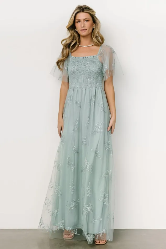 Baltic Born Embellished and Sequined Cassandra Tulle Maxi Dress Sage Sparkle 8211 Women Baltic Born Embellished and Sequined Cassandra Tulle Maxi Dress Sage Sparkle 8211 Women