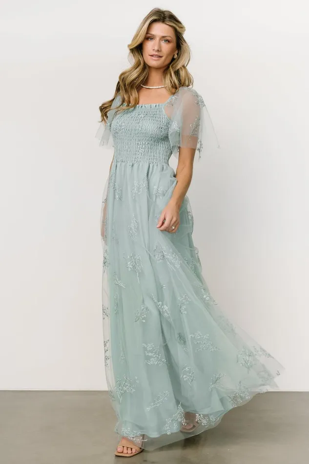 Baltic Born Embellished and Sequined Cassandra Tulle Maxi Dress Sage Sparkle 8211 Women Baltic Born Embellished and Sequined Cassandra Tulle Maxi Dress Sage Sparkle 8211 Women