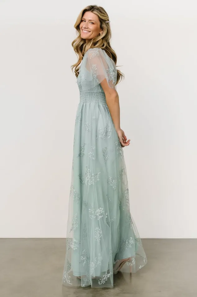 Baltic Born Embellished and Sequined Cassandra Tulle Maxi Dress Sage Sparkle 8211 Women Baltic Born Embellished and Sequined Cassandra Tulle Maxi Dress Sage Sparkle 8211 Women