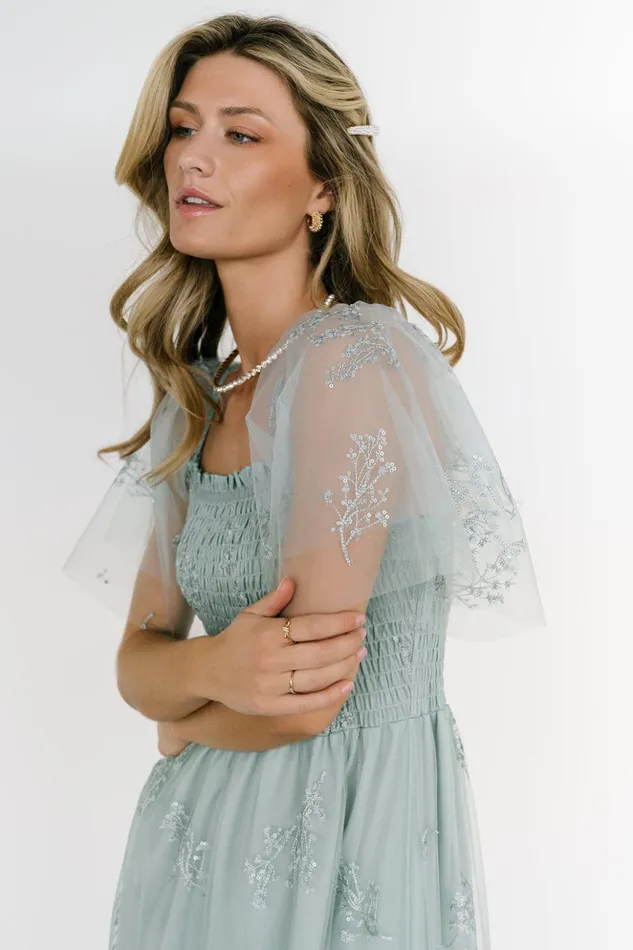Baltic Born Embellished and Sequined Cassandra Tulle Maxi Dress Sage Sparkle 8211 Women Baltic Born Embellished and Sequined Cassandra Tulle Maxi Dress Sage Sparkle 8211 Women