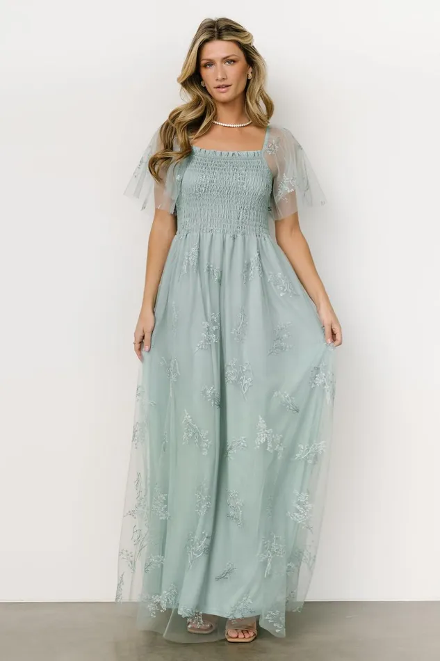 Baltic Born Embellished and Sequined Cassandra Tulle Maxi Dress Sage Sparkle 8211 Women Baltic Born Embellished and Sequined Cassandra Tulle Maxi Dress Sage Sparkle 8211 Women